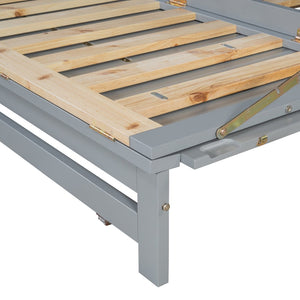 English Elm Queen Size Murphy Bed With Iron Legs - Modern Gray Design, Space-Saving Solution For Compact Living N820S00035E-GIGA