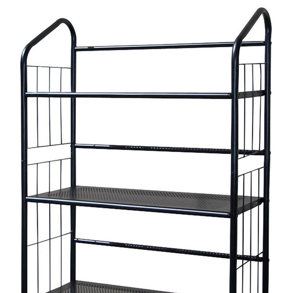 English Elm 49" 4-Tier Metal Standing Bookshelf in Black Finish — Slim 37x14 Organizer, Sturdy, Easy Assembly, Versatile Decor B072115891