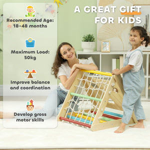 English Elm Qaba Pikler Triangle Pinewood Climbing Set with Slide for Toddlers Indoor Play W2225P249771