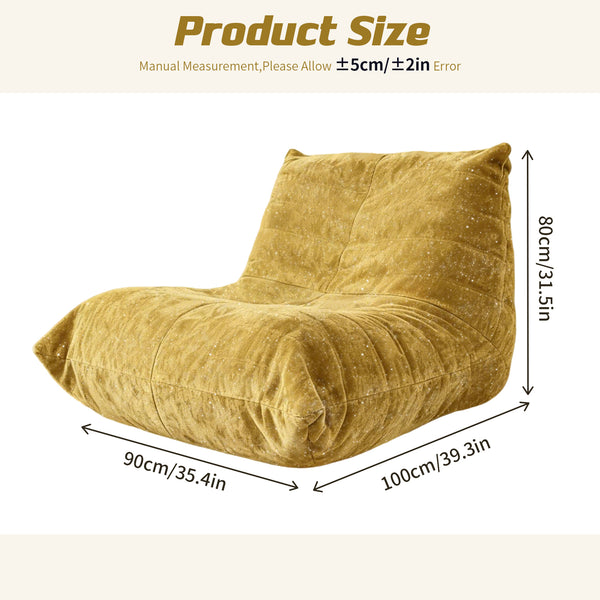 English Elm Ftmmc-huangse Chenille Bean Bag Chair Ergonomic Full Body Support Lounge Seat Yellow W3737P423385