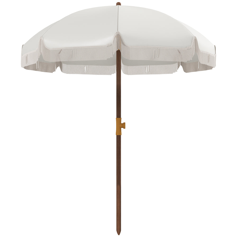 English Elm Outsunny Portable Beach Umbrella Uv 40 Plus Vented Canopy Fringed Resort Style Shade W2225P174259