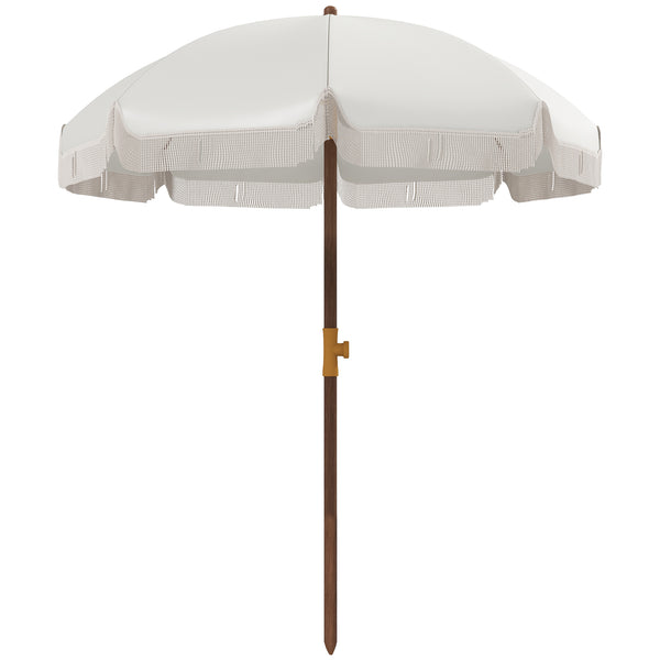 English Elm Outsunny Portable Beach Umbrella Uv 40 Plus Vented Canopy Fringed Resort Style Shade W2225P174259