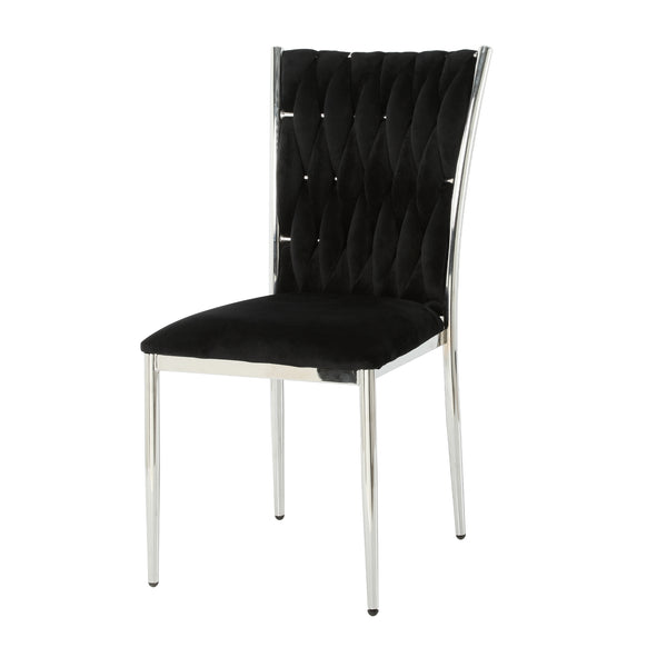 English Elm Modern Velvet Upholstered Dining Chairs Set of 2 with Electroplated Legs for Kitchen Black W210P301596