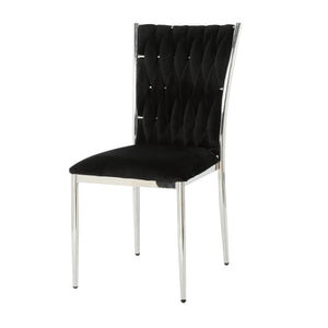 English Elm Modern Velvet Upholstered Dining Chairs Set of 2 with Electroplated Legs for Kitchen Black W210P301599