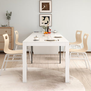 English Elm Modern Extendable Dining Table with Built-In Outlet, USB Ports & Storage, Space-Saving Console to 118" White W331S00193
