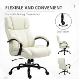 English Elm Vinsetto 500Lbs Big and Tall Office Chair With Wide Seat, Executive Computer Chair With Adjustable Height, Swivel Wheels and Linen Finish, Cream White