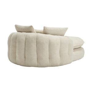 English Elm Oversized Memory Foam Chenille Bean Bag Sofa with Ergonomic Back Support, 3 Large & 2 Small Pillows Beige W395P359408