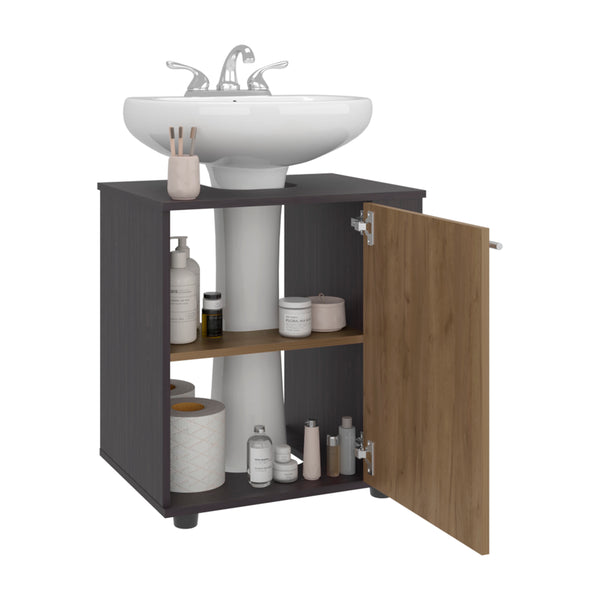English Elm Phillips Under Sink Cabinet Black with Rear Cut-Out, Double Door Storage, Modern Slim Design B200P374503