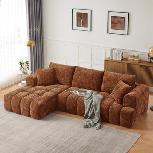 English Elm Chenille Tufted L-shaped Sectional Sofa Minimalist Plush Seating for Living Room W2339P324131