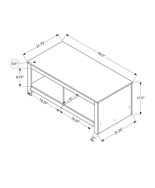 English Elm Coffee Table Rectangular Grey Laminate with Bottom Shelf for Transitional Living Rooms B2710P461753