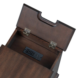 English Elm U-can Acacia Wood End Table with Usb Charging Station Drawer and Cabinet Storage Antique Espresso N724P353565P