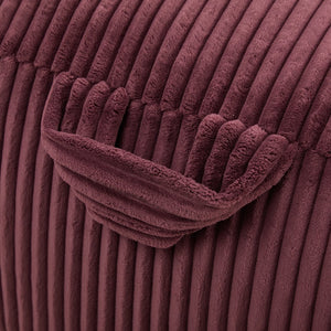 English Elm Big Corduroy Lounger Bean Bag with Ottoman Memory Foam Fill for Living Room Wine Red W395P435354
