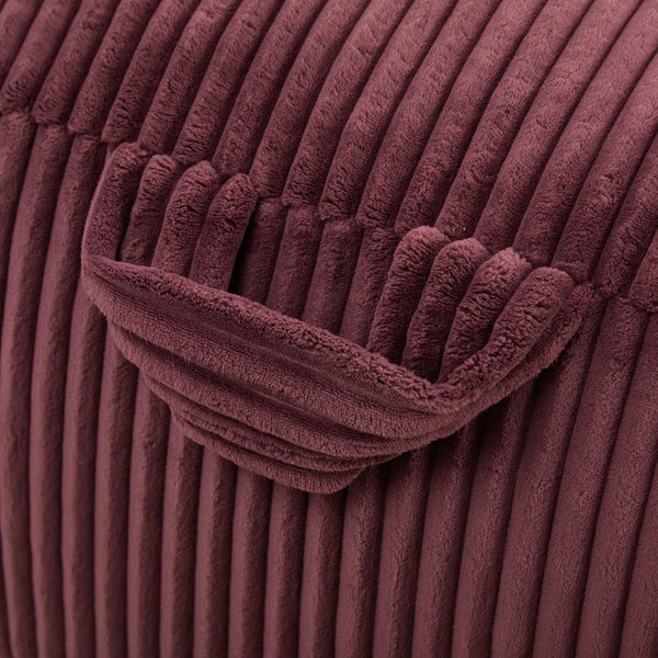 English Elm Big Corduroy Lounger Bean Bag with Ottoman Memory Foam Fill for Living Room Wine Red W395P435354