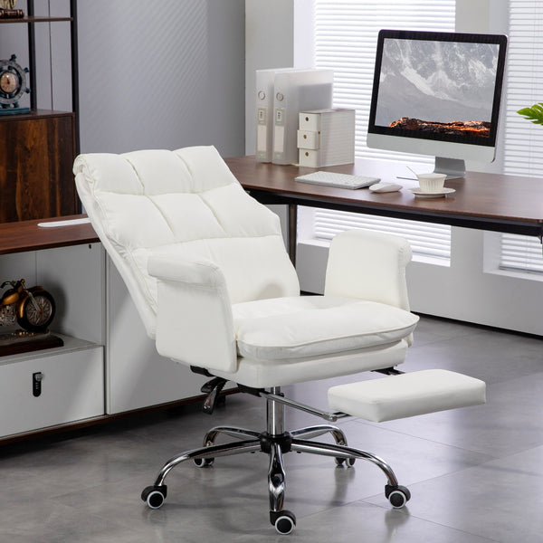 English Elm Homcom Executive Office Chair - Ergonomic Pu Leather Desk Chair With Footrest, Recline & Swivel W2225P250010