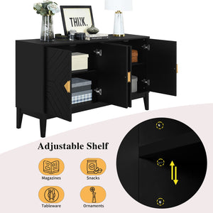 English Elm Christopher Knight Home® - 4-Door Elegant Sideboard Storage Cabinet With Gold Handles - Modern Black Design For Living & Dining N759P192449B
