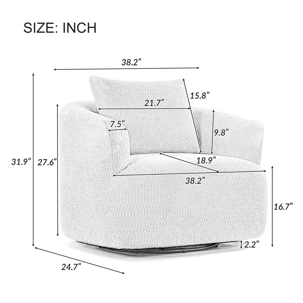 English Elm 360° Swivel Boucle Barrel Chair with Pocket Springs for Modern Living Rooms N719P288552R