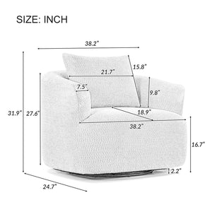 English Elm 360° Swivel Boucle Barrel Chair with Pocket Springs for Modern Living Rooms N719P288552R
