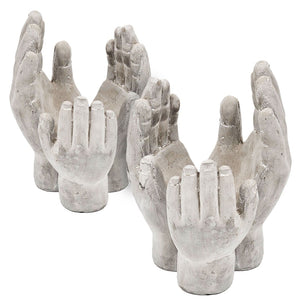 English Elm Set Of 2 Accepting Hands Cement Sculptures – Versatile Decorative Holders For Candles & Plants W2078P323696-GIGA