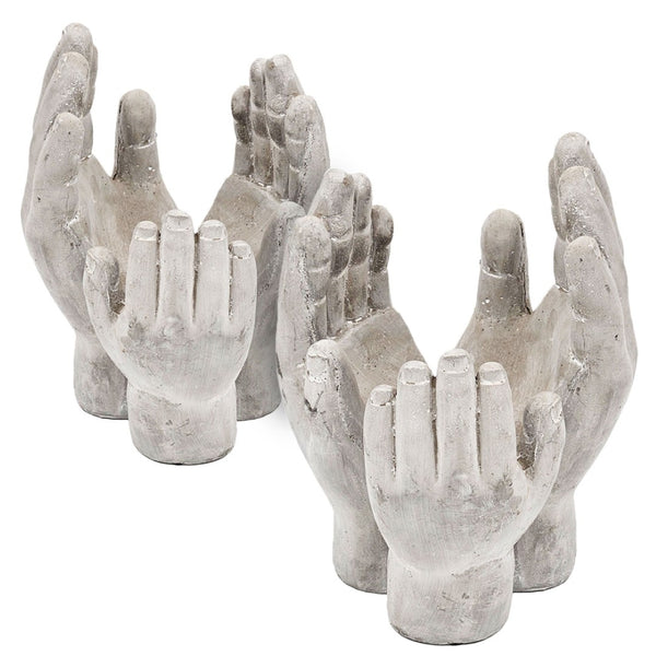 English Elm Set Of 2 Accepting Hands Cement Sculptures – Versatile Decorative Holders For Candles & Plants W2078P323696-GIGA