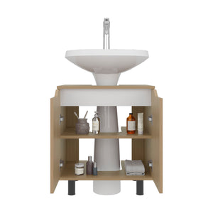 English Elm Natural Under Sink Storage Cabinet with Double Doors, Adjustable Shelves, Durable Melamine Finish Oak B062P380956