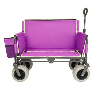 English Elm 3-in-1 Folding Wagon with Convertible Bench Seat Steel Frame 500lb All Terrain Purple W2932P390468