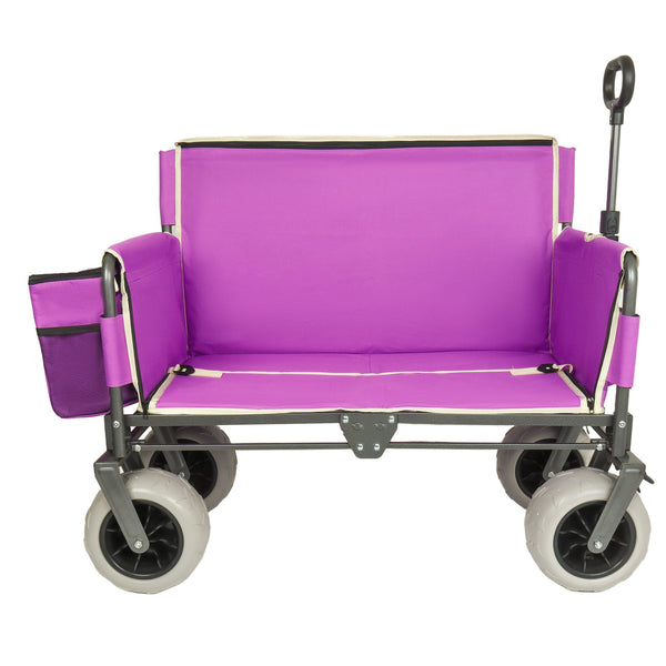 English Elm 3-in-1 Folding Wagon with Convertible Bench Seat Steel Frame 500lb All Terrain Purple W2932P390468