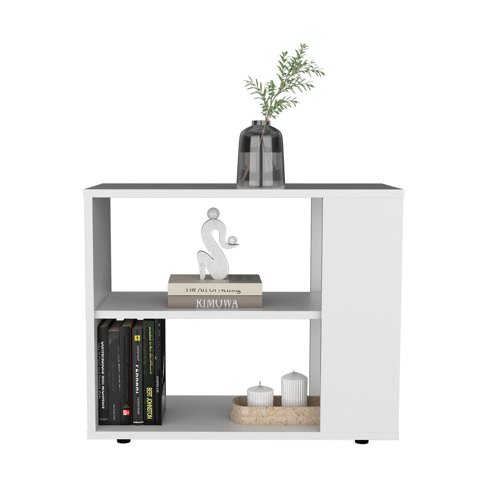 English Elm Sideboard modern engineered wood console with 2 spacious shelves, compact sturdy minimalist design White 29.13 L x 16.93 W x 4.33 H B097P296817