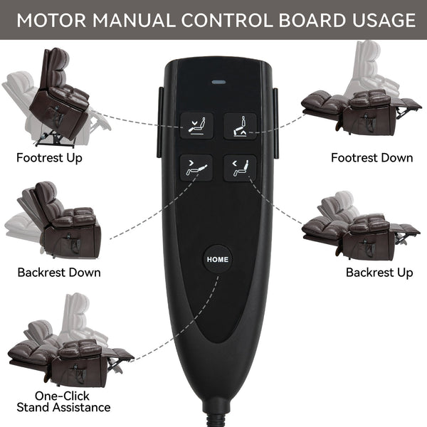 English Elm Brown Leatheraire Power Lift Recliner Dual Motor Massage Heat Heavy Duty 350lb W1803P340308