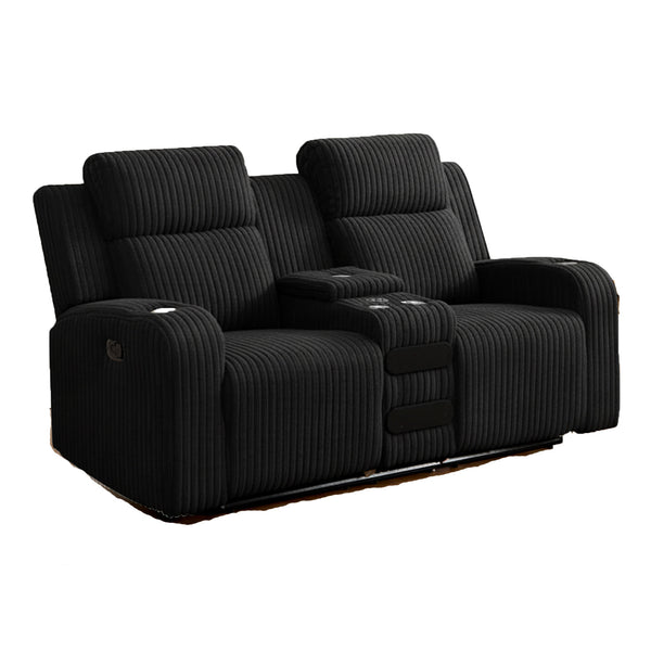 English Elm 2+3 Seat Corduroy Reclining Sofa Set with Bluetooth Speaker and Wireless Charging Console W3900S00017