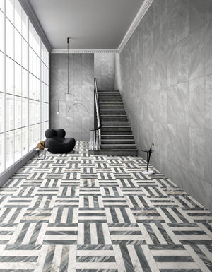 English Elm 12*12 Waterjet Marble Tiles - Elegant White & Grey Polished Natural Stone For Luxurious Interiors W1696P262345