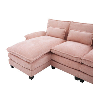 English Elm United We Win 106" U-Shaped Sectional Sofa - Comfy Chenille Cloud Couch With Usb Ports & Storage Ottoman W1568S00231-GIGA