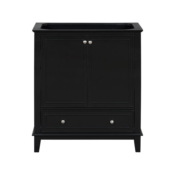 English Elm 30" Matte Black Bathroom Vanity Base Solid Wood Frame Mdf Storage Cabinet Modern N725P186143B