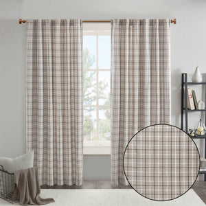 English Elm 1 Pcs Insulated Plaid Curtain Panel 50X108" With Fleece Lining For Cozy Energy Efficiency In Brown B035P319833