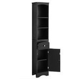 English Elm Tall Bathroom Cabinet, Freestanding Storage Cabinet With Drawer, Mdf Board, Adjustable Shelf, Black