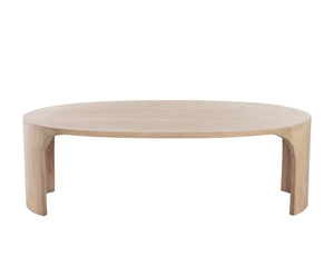 Sunpan Tomas Mid-Century Modern Coffee Table - Oval Solid Acacia Wood with Unique Natural Character 51"W