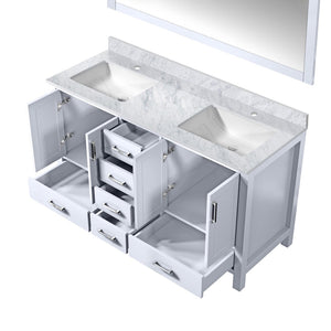 English Elm White Double Bath Vanity Set With Carrara Marble Top, Soft-Close Drawers & 58-Inch Mirror Included B2731S00695-GIGA