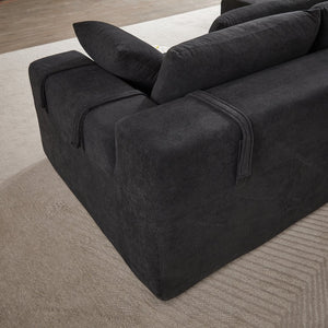 English Elm Modern Chenille Upholstered Sectional Sofa Set - 108" L-Shaped Convertible Couch With 6 Pillows W834S00394