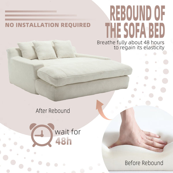 English Elm COOLMORE Chenille 2-seater lazy sofa with 5 back pillows, deep seat comfy lounge for living room comfort White W395P197923