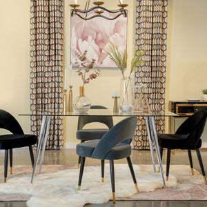English Elm Vendas Rectangular Tempered Glass Dining Table with Tapered Chrome Legs Seats Four B062S01729