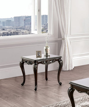 English Elm Traditional End Table - Solid Wood With Elegant Cabriole Legs, Rich Java Finish & Carved Details B2741P361144-GIGA