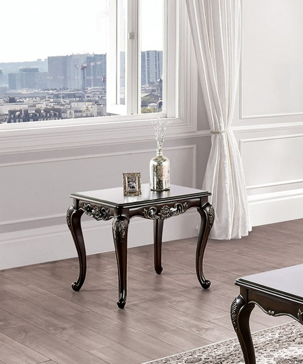 English Elm Traditional End Table - Solid Wood With Elegant Cabriole Legs, Rich Java Finish & Carved Details B2741P361144-GIGA