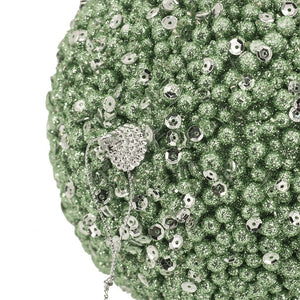 English Elm D3.9" Beaded Flocked Christmas Ball Ornaments Set of 6 Textured Holiday Tree Accents W2078P257514