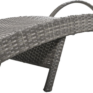 English Elm K&K 80" Outdoor Wicker Chaise Lounge Set of 2 with 2000H UV Wicker, Pull-Out Side Table, 4-Position Recliner Grey WF321204AAE