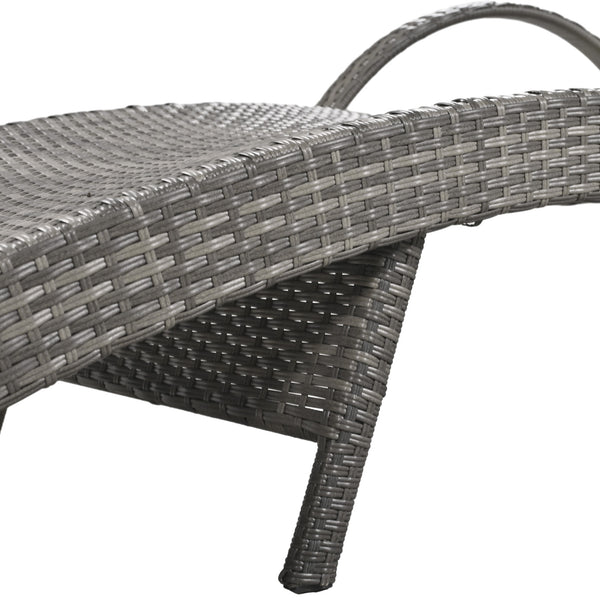 English Elm K&K 80" Outdoor Wicker Chaise Lounge Set of 2 with 2000H UV Wicker, Pull-Out Side Table, 4-Position Recliner Grey WF321204AAE