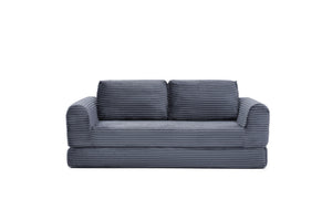 English Elm 2-in-1 Corduroy Futon Sofa Sleeper with Foam Fill and Modular Floor Profile Grey W1117P417293