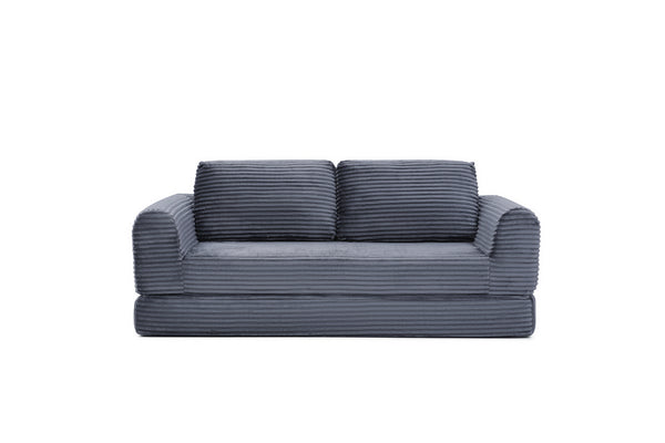 English Elm 2-in-1 Corduroy Futon Sofa Sleeper with Foam Fill and Modular Floor Profile Grey W1117P417293