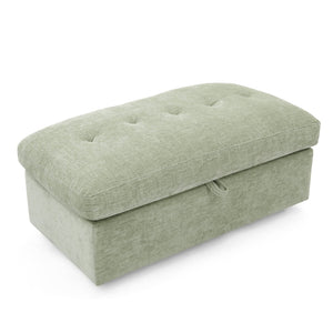 English Elm Leisure Chenille Two Seat Reclining Sofa with Usb Port Storage Ottoman Padded Armrests Cyan W487S00517