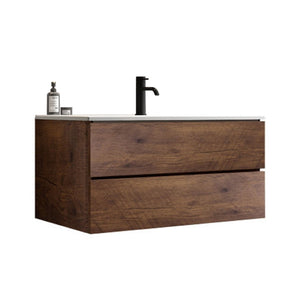 English Elm Wall Mount 36" Walnut Floating Vanity With Ceramic Sink – Modern, Large Storage & Eco-Friendly Design! W1865S00107-GIGA