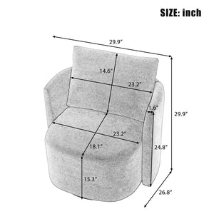 English Elm 360° Swivel Chair - Stylish Grey Upholstered Barrel Armchair For Living Room, Office, And Hotels N719P272681E