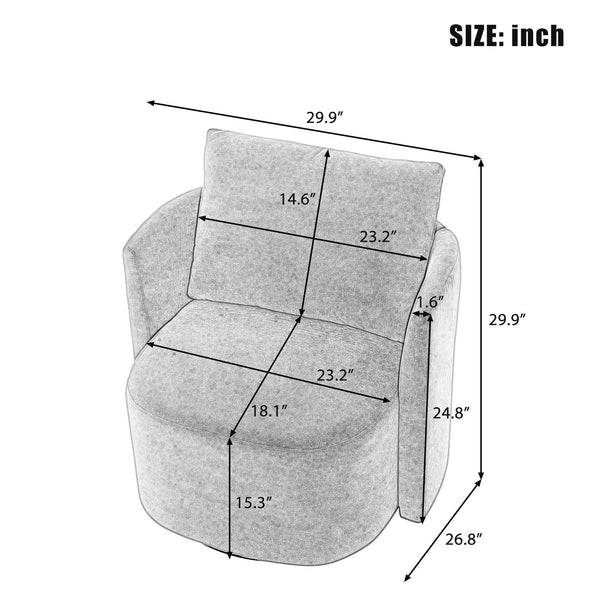 English Elm 360° Swivel Chair - Stylish Upholstered Barrel Armchair With Ergonomic Design For Home & Office Use N719P272681F